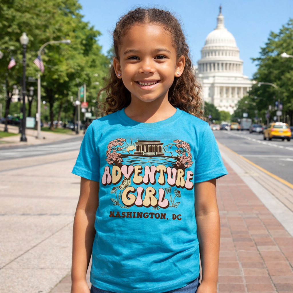 Adventure Girl Washington DC Kids T-Shirt