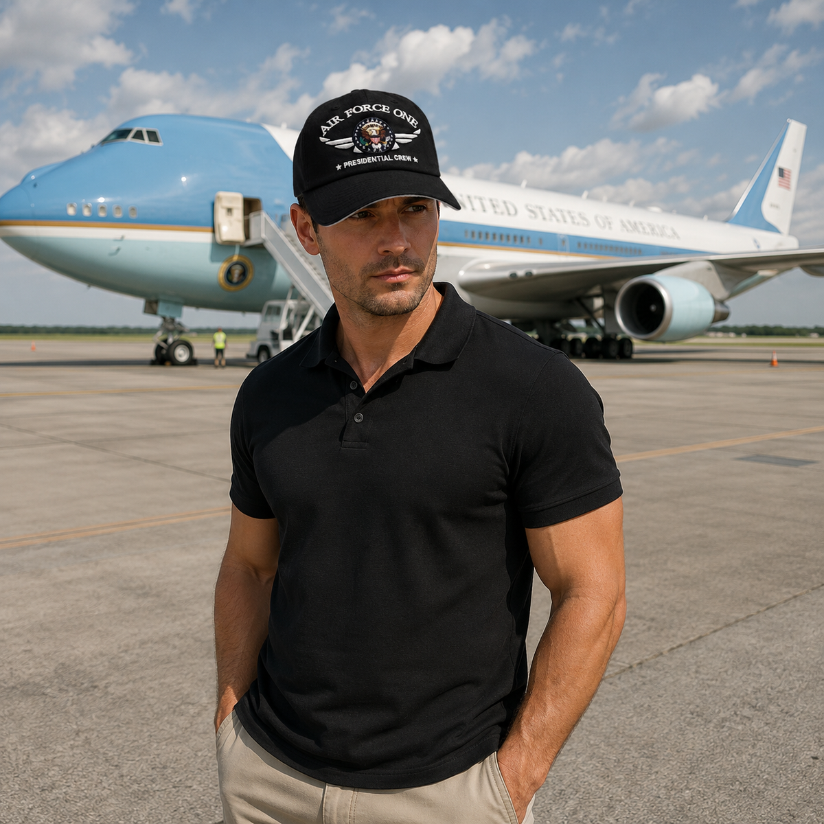 Air Force One Embroidered Cap - Black