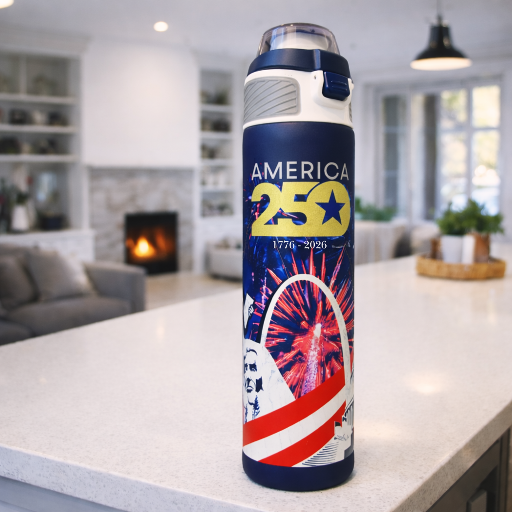 America 250 Stainless Steel Water Bottle - Semiquincentennial Patriotic Drinkware (1776–2026)