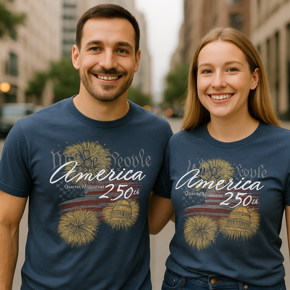 America 250th Quarter Millennial T-Shirt – 100% Cotton, Designed and Decorated in the USA
