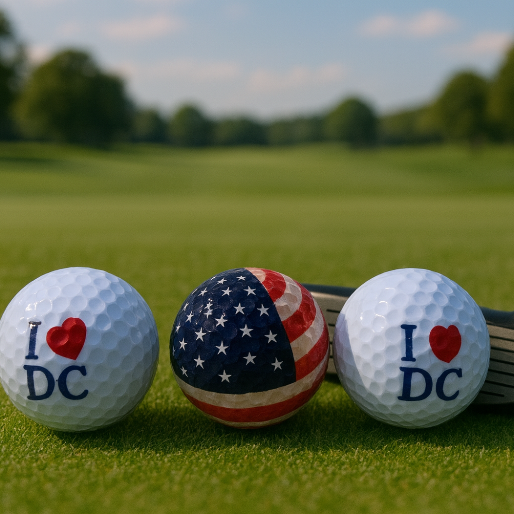 American Flag & I ❤️ DC Golf Ball Set – Patriotic Washington, D.C. Souvenir