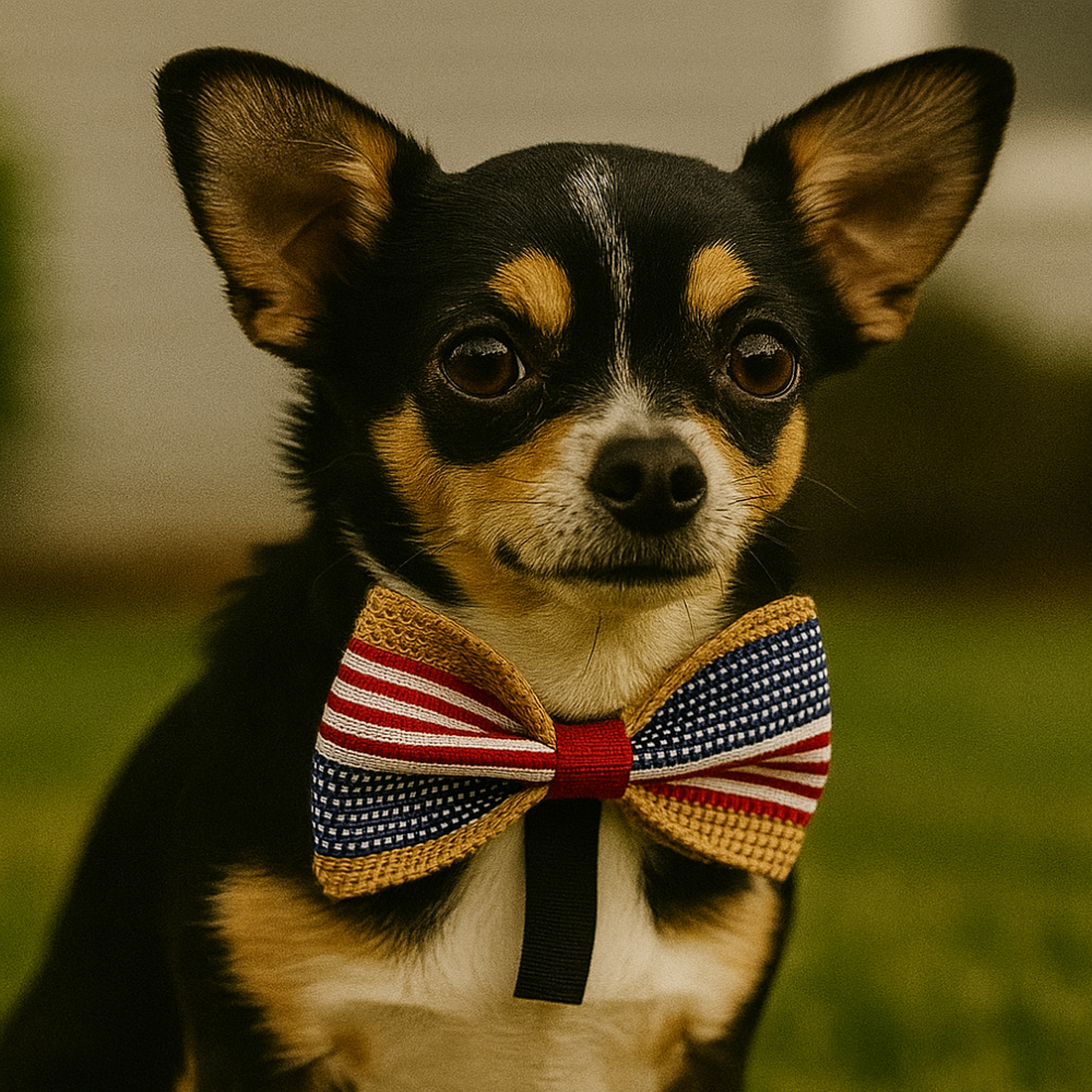 American Flag Pet Bow Tie – Patriotic Dog Accessory | Red, White & Blue Bow Tie for Pets