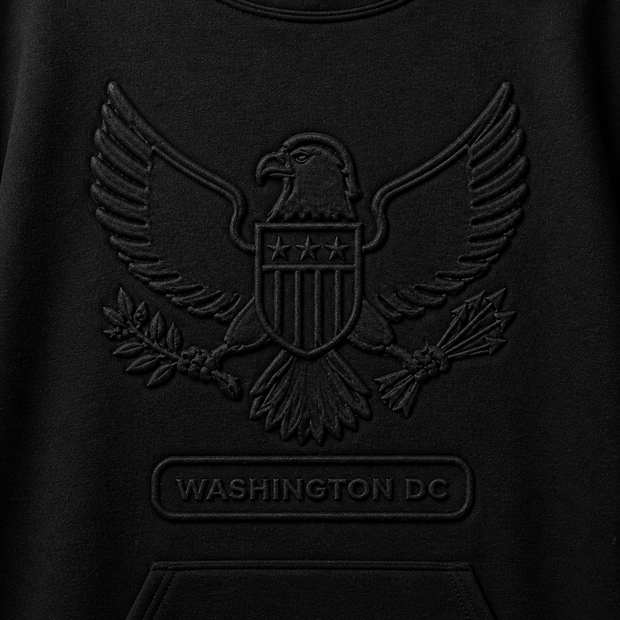 Premium Black Washington DC Embossed Eagle Sweatshirt