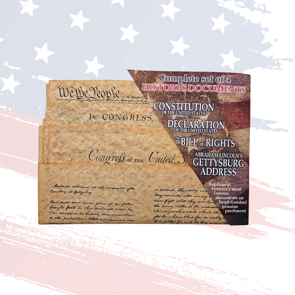Complete Set of 4 Historic Document Replicas – Constitution, Declaration, Bill of Rights & Gettysburg Address