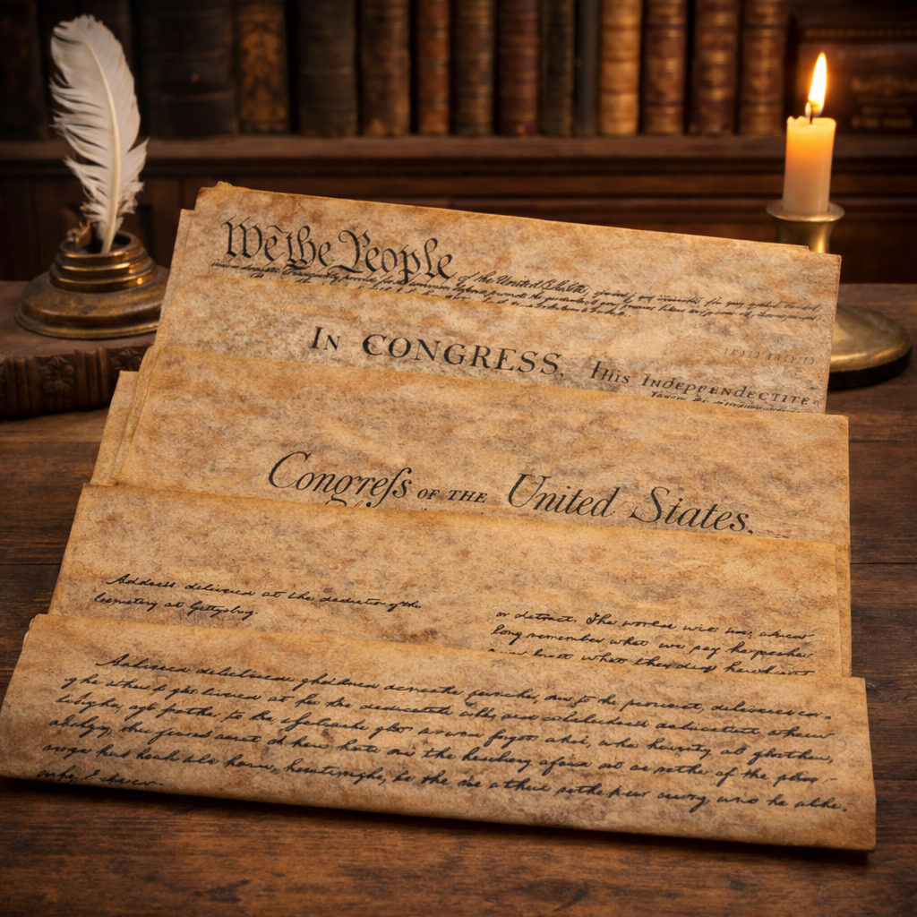 Complete Set of 4 Historic Document Replicas – Constitution, Declaration, Bill of Rights & Gettysburg Address