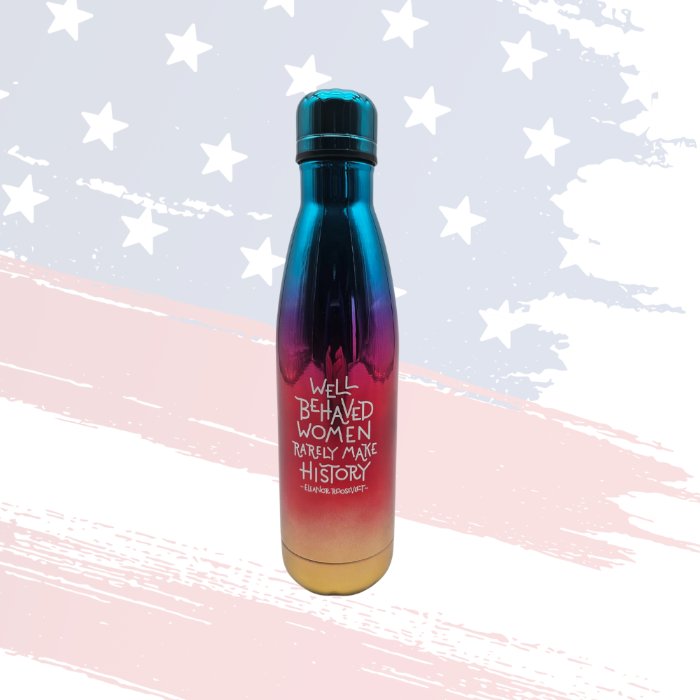 Eleanor Roosevelt 12-Ounce Stainless Steel Water Bottle – Rainbow Gradient, Inspirational Quote, Double-Wall Insulated
