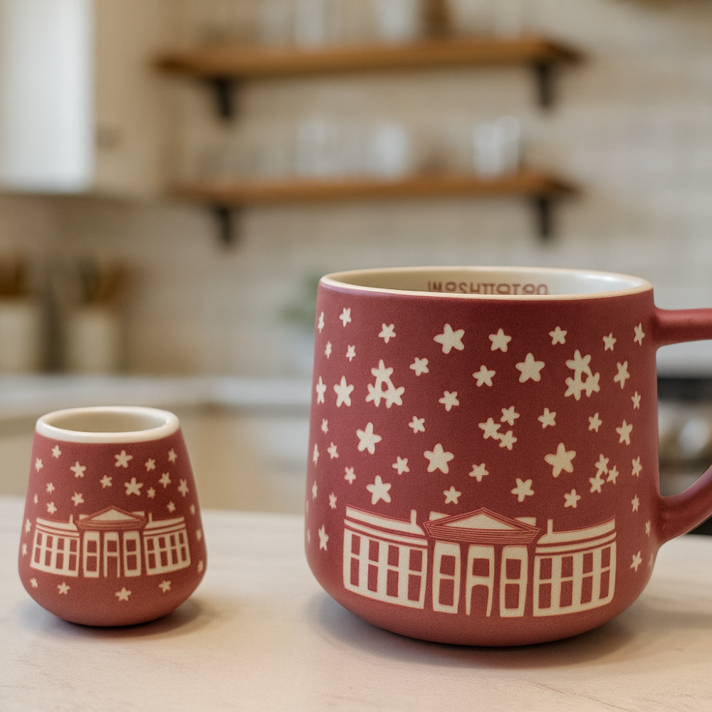 12 oz coffee mug sale Exclusive White House Mug & Shot Glass Bundle – Ceramic 12oz Set, Washington, D.C