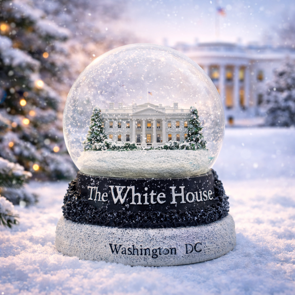 Exclusive White House Snow Globe – Magical Winter Scene with Snow-Capped Trees, White House Gifts Washington DC