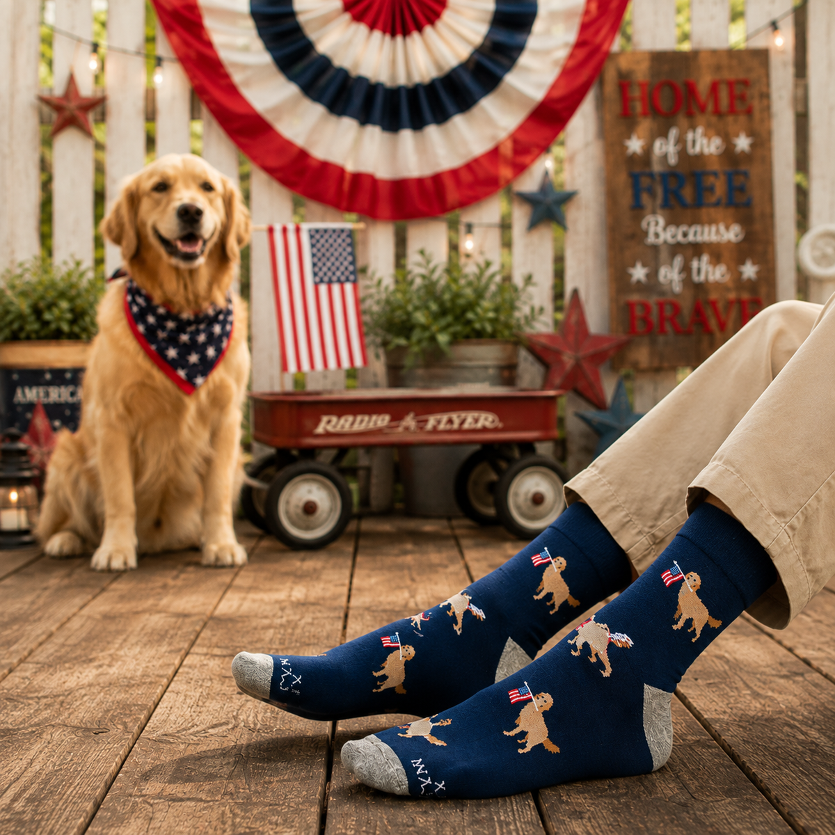 In Dog We Trust Patriotic Crew Socks - American Flag Dog Socks