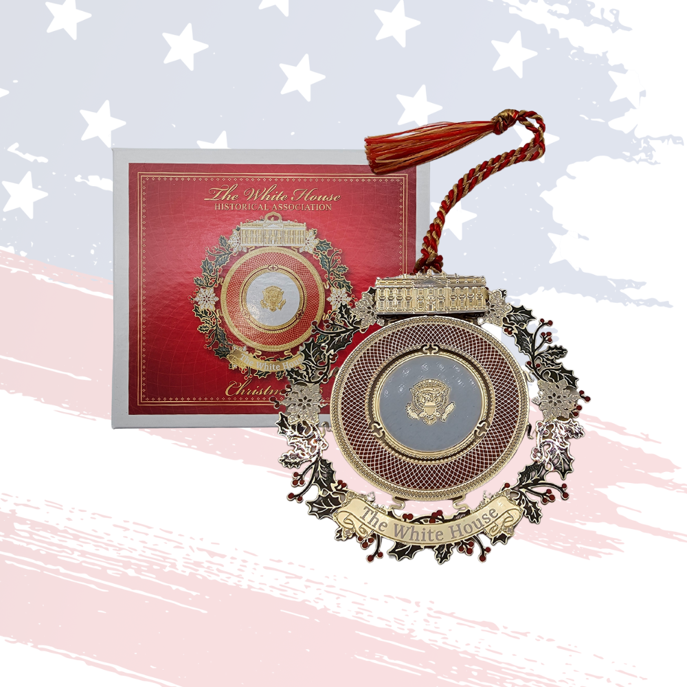 Official 2025 White House Christmas Ornament – 150th Anniversary of State Dinners, Hand-Assembled Brass with 24k Gold