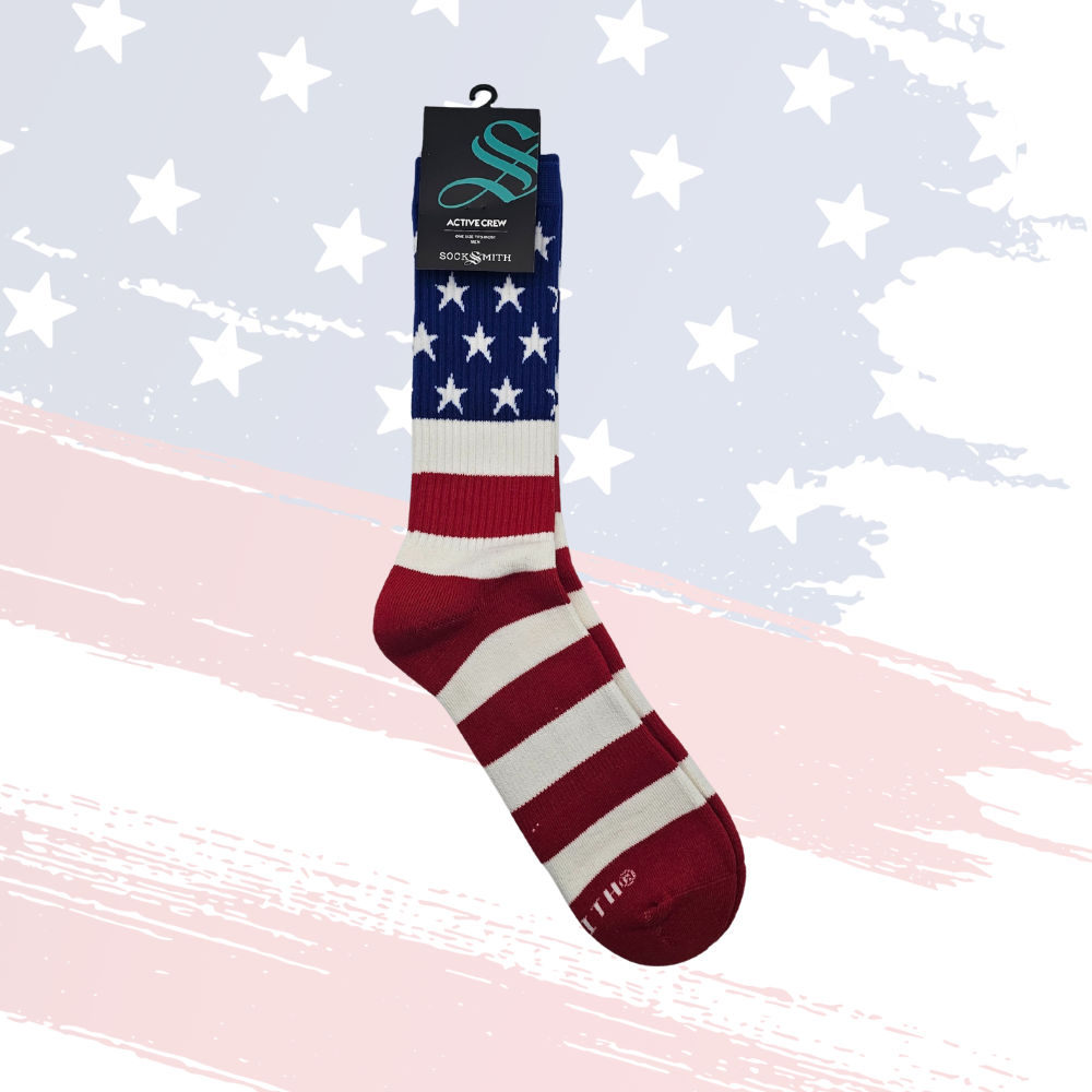 Patriotic Cotton Crew Socks – Stars & Stripes Design, One Size Fits Most