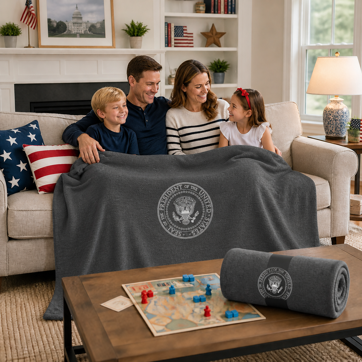 Gray Presidential Seal Blanket