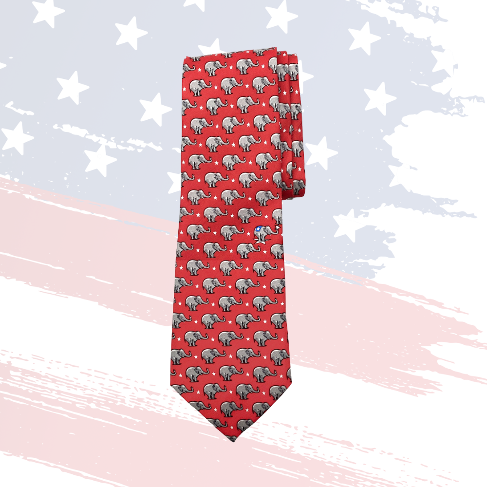 Silk Republican Elephant Tie – Elegant Political Accessory