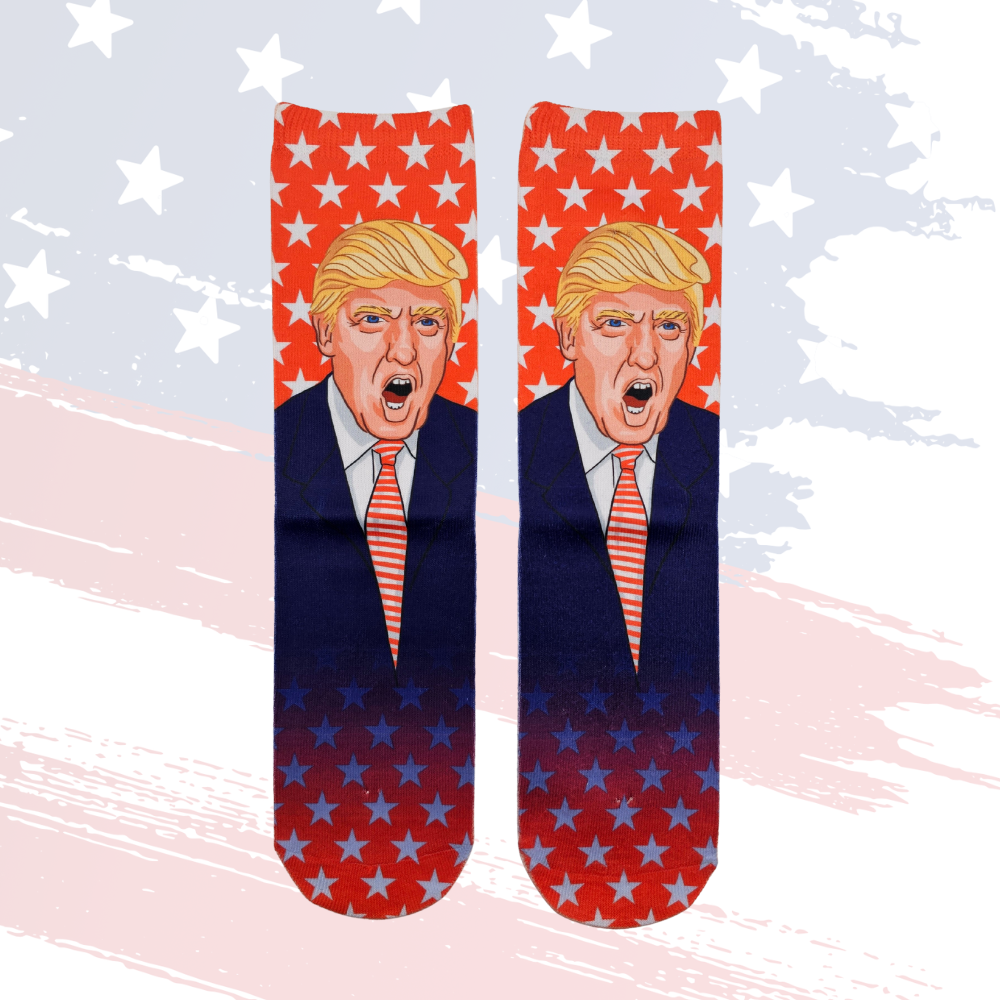 Trump Patriotic Crew Socks | Red Cotton Blend Unisex Socks