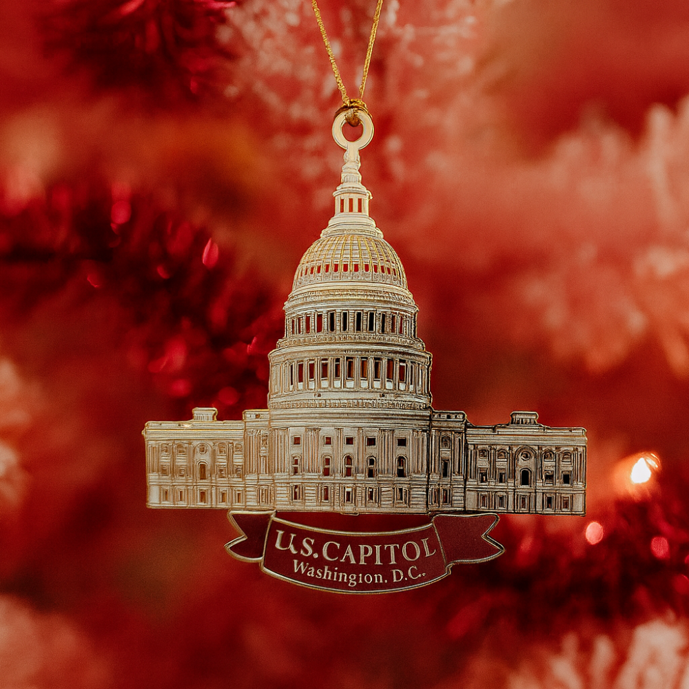 U.S. Capitol Brass Ornament – Washington, D.C. Landmark in Gold Gift Box