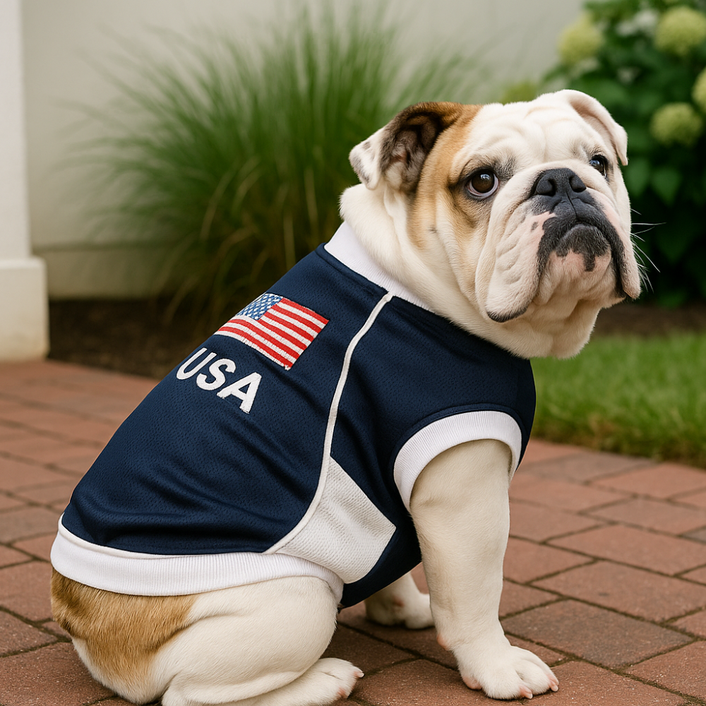 USA Dog Jersey – Patriotic Pet Shirt with American Flag | Red, White & Blue Dog Apparel