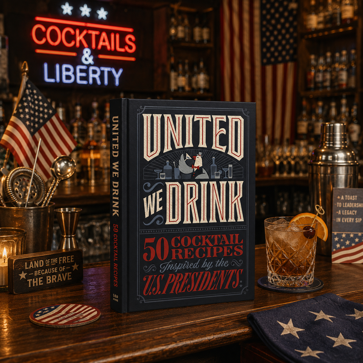 United We Drink: 50 Cocktail Recipes Inspired by U.S. Presidents Hardcover Book