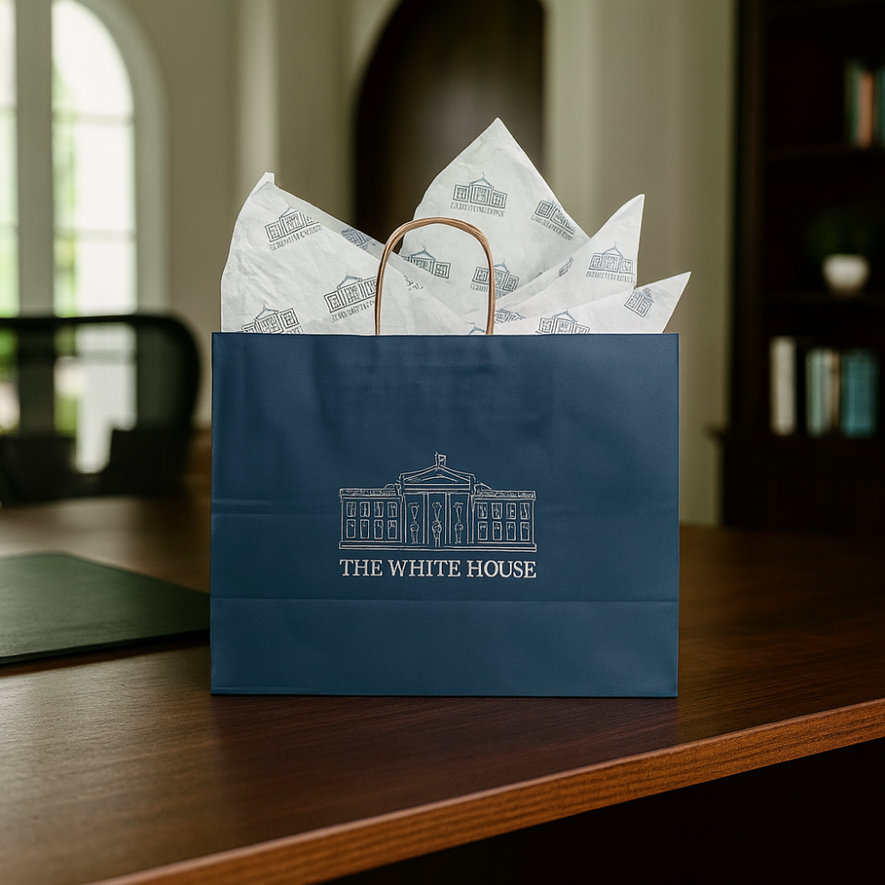 Presidential Blue White House Gift Bag – Exclusive Washington D.C. Souvenir - Large Bag
