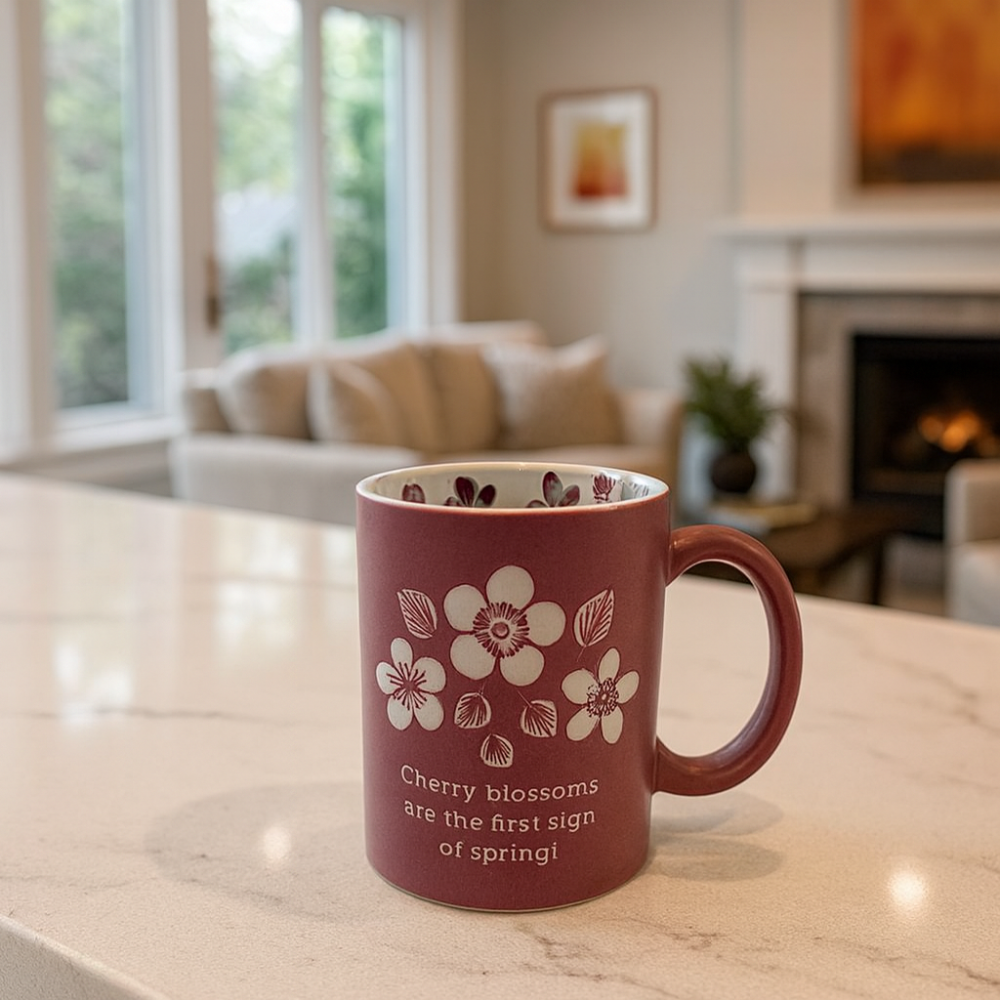 Soft Pink Cherry Blossom Etched Mug – 16oz Exclusive Collectible