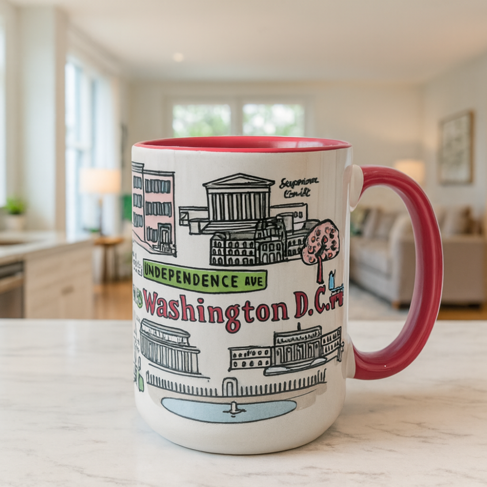 DC Icons Ceramic Mug – Dishwasher & Microwave Safe, Red Interior & Handle