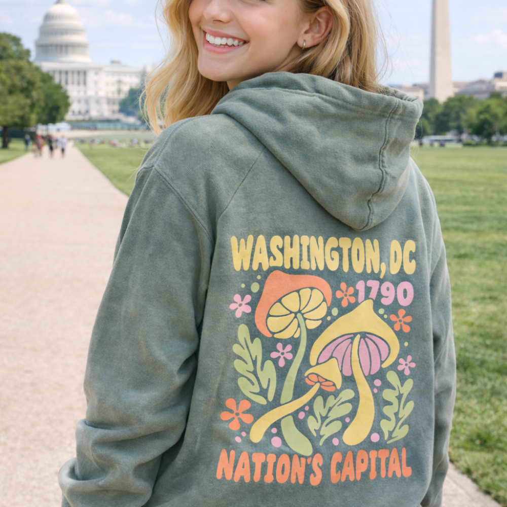 Washington DC Nation’s Capital Vintage Hoodie – Women’s Oversized Graphic Sweatshirt