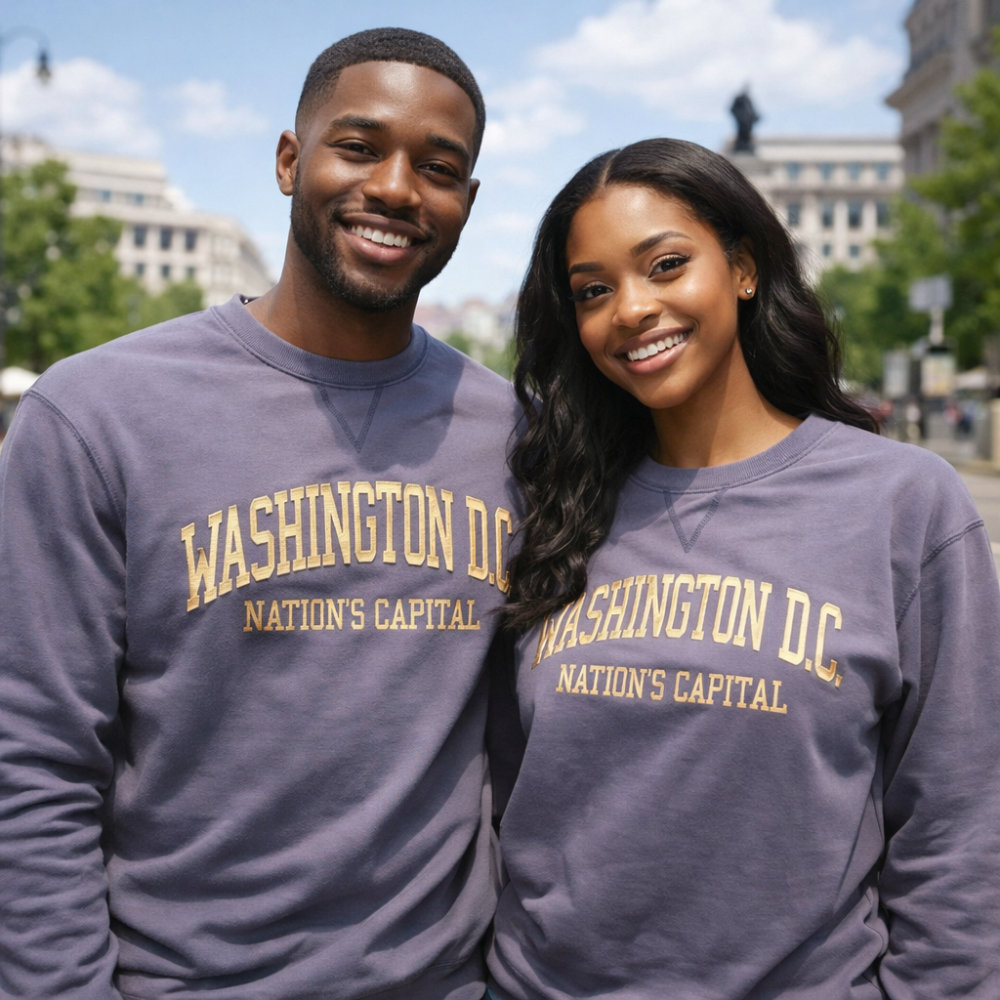 Washington DC Washed Navy Crewneck Sweatshirt – Premium Soft Unisex Fleece