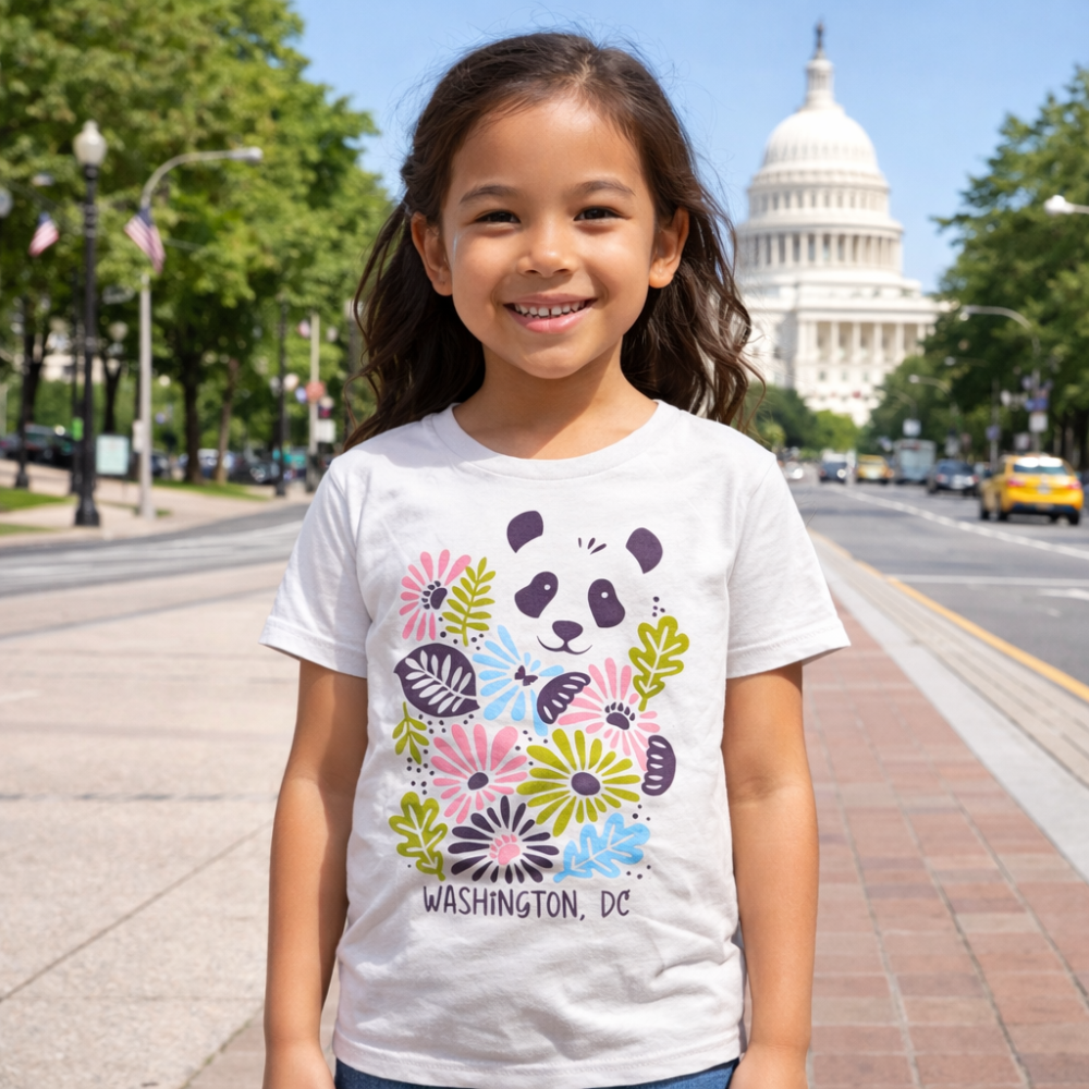 Washington DC Panda Kids T-Shirt – Youth Cherry Blossom Souvenir Shirt