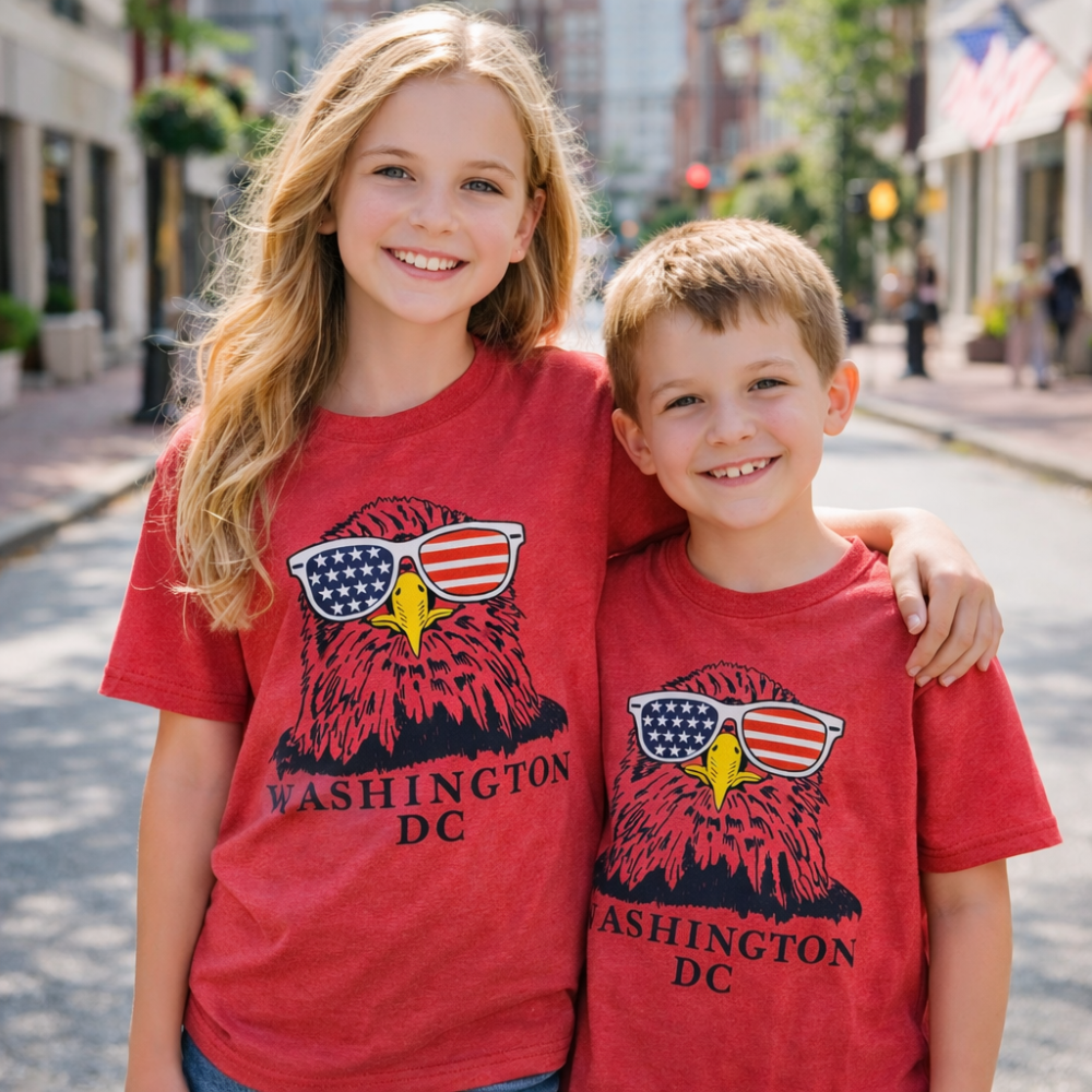 Washington DC Patriotic Eagle Kids T-Shirt – Unisex Red Youth Graphic Tee