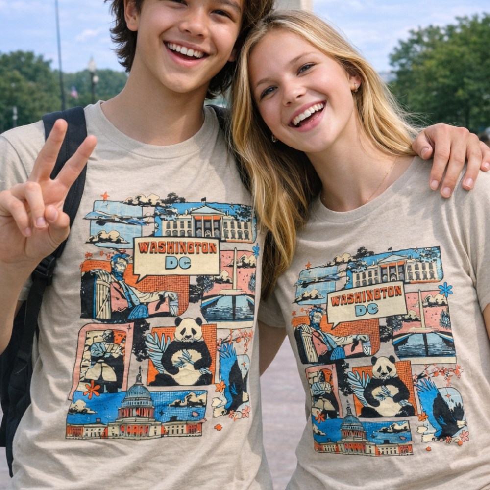 Washington DC Retro Landmark T-Shirt – Unisex Teen & Adult Souvenir Shirt