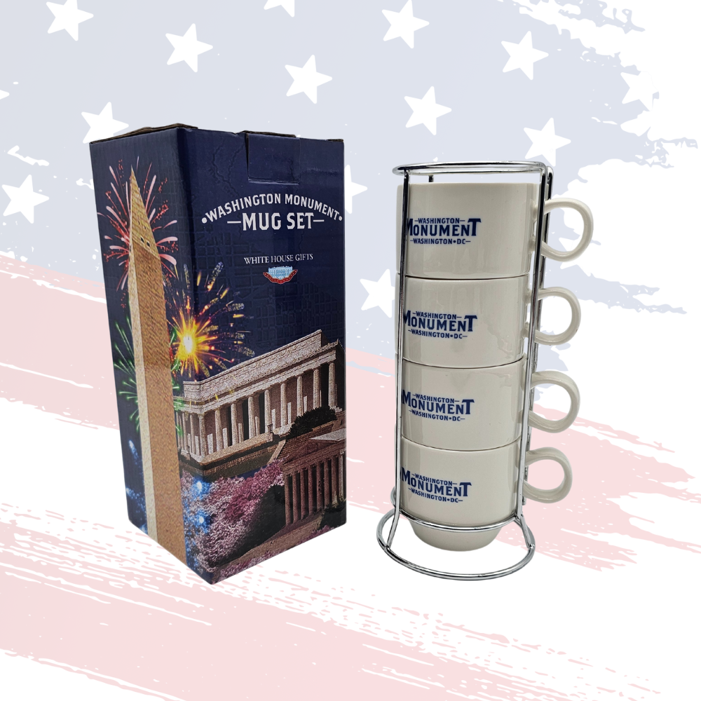Washington Monument Stackable Mug Set – Exclusive White House Gifts, Dishwasher & Microwave Safe