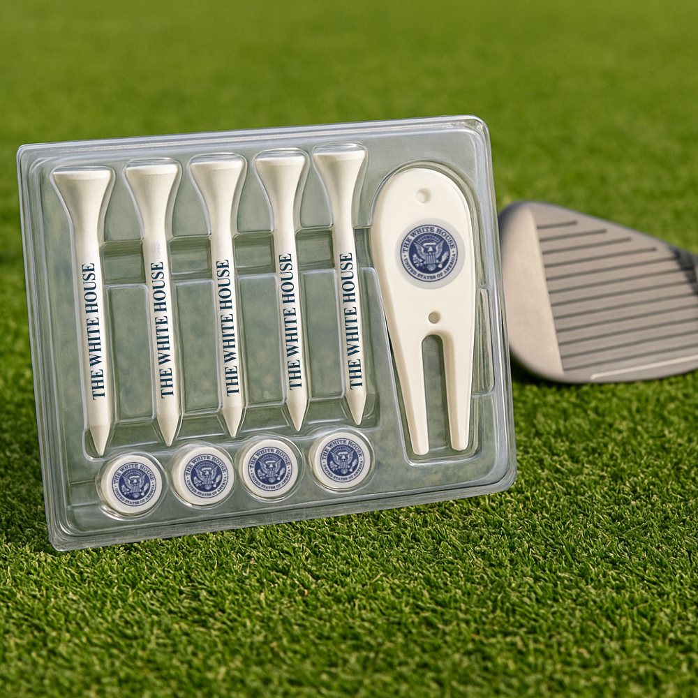 White House Golf Accessory Set – Presidential Golf Tees, Ball Markers & Divot Tool | Washington, D.C. Souvenir
