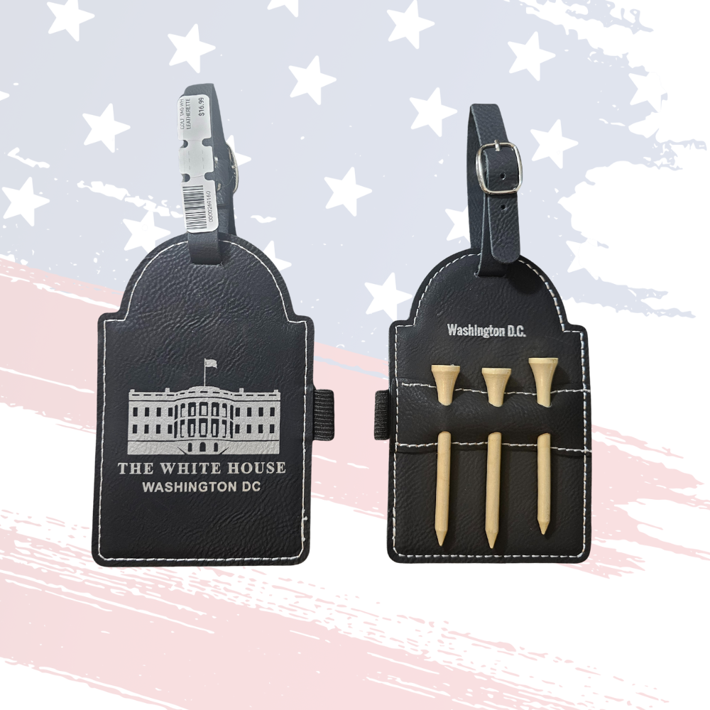 White House Golf Tag Set – Leather-Like Golf Accessory, Washington, D.C. Gift for Golfers