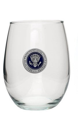 White House Presidential Seal Made in USA stemless wine drinking water glass  sets, Permanent Etch, American product, 15 oz set of 2 glasses, from The  Original White House Gift Shop est 1946.