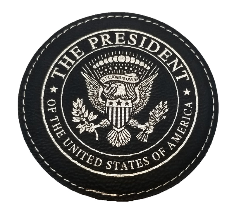Presidential Seal Black Leatherette Coaster