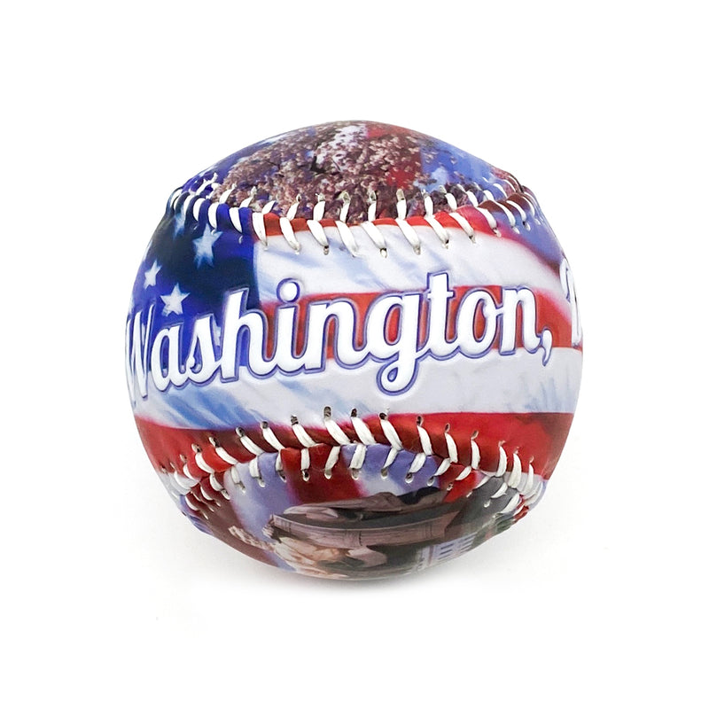 Washington DC Collage Raised Baseball