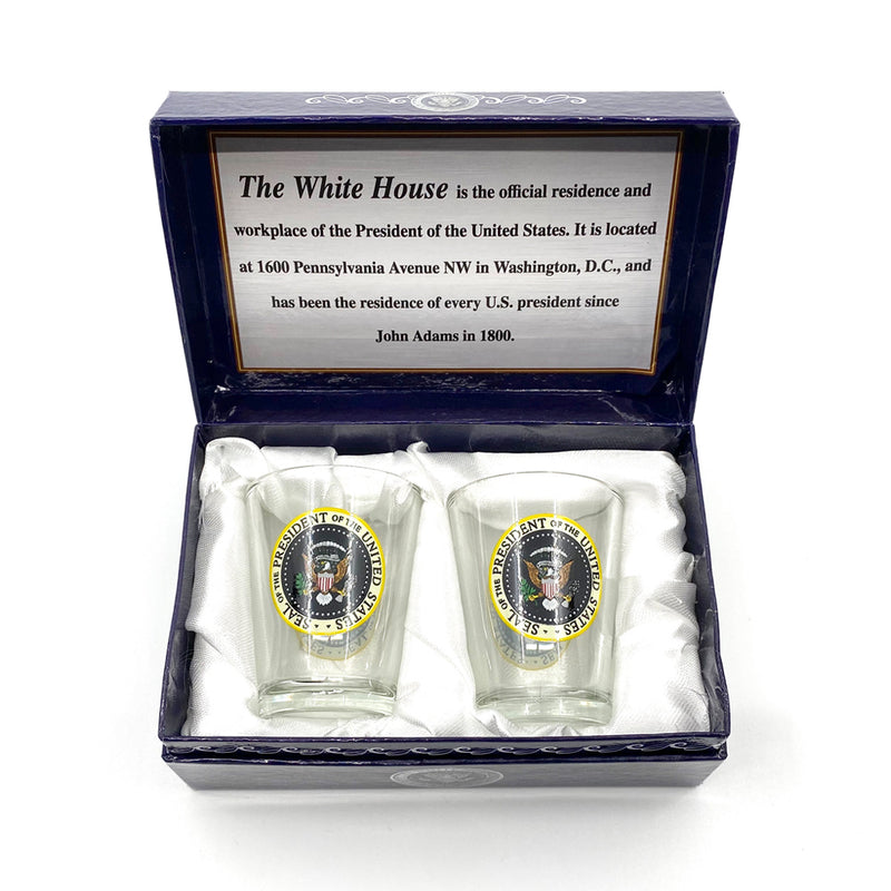 White House and Presidential Seal Shot Glass Set