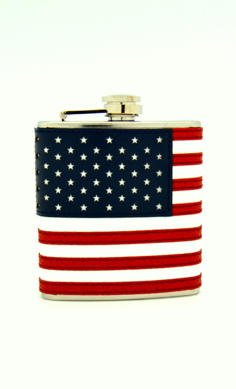 Leather American Flag Flask