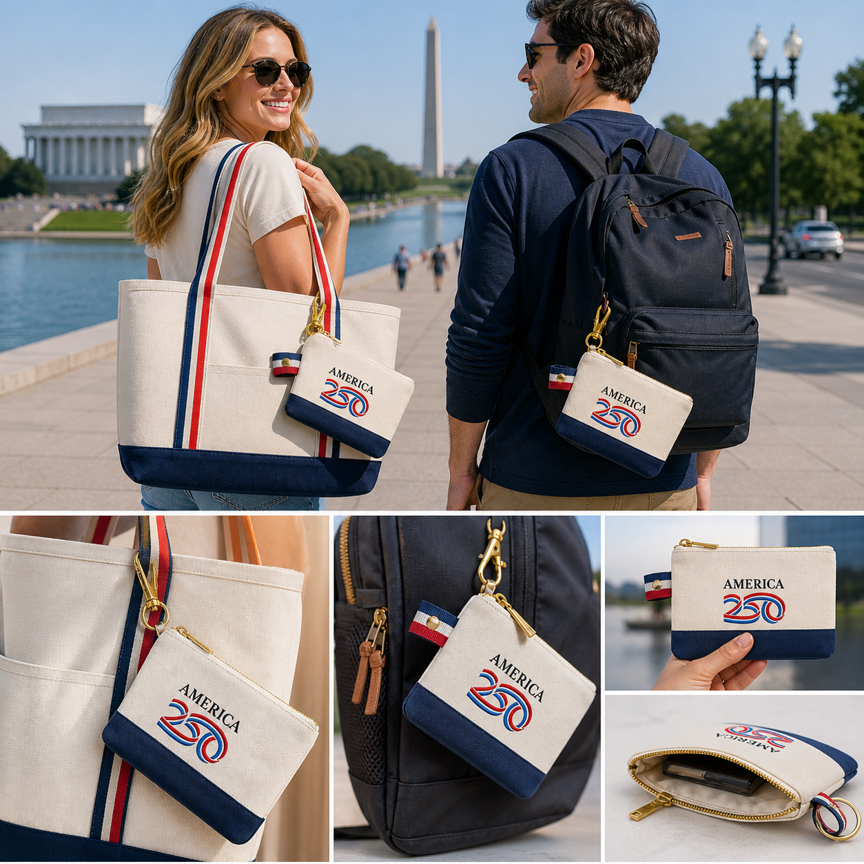 America250™ Premium Canvas Pouch Bag – Officially Licensed Patriotic Travel & Everyday Organizer