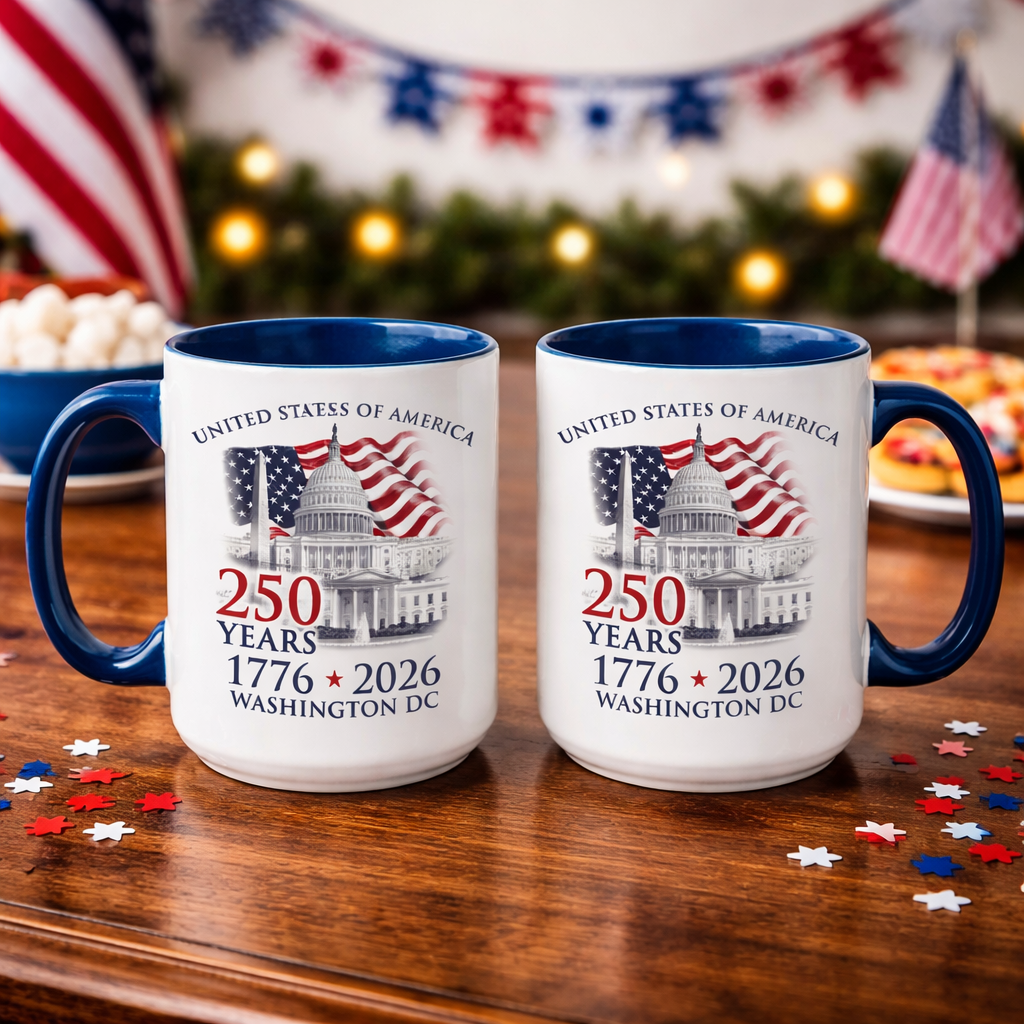 America 250th Anniversary 16 oz Ceramic Mug – Washington DC Commemorative Collectible | White House Gifts Exclusive