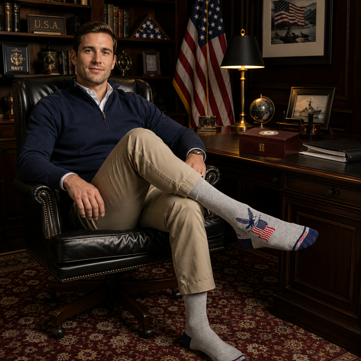 American Eagle & U.S. Flag Patriotic Socks – Men’s USA Crew Socks