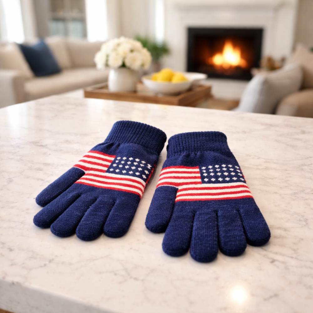Product 23American Flag Knit Winter Gloves – Mens, Ladies & Kids Sizes – Washable