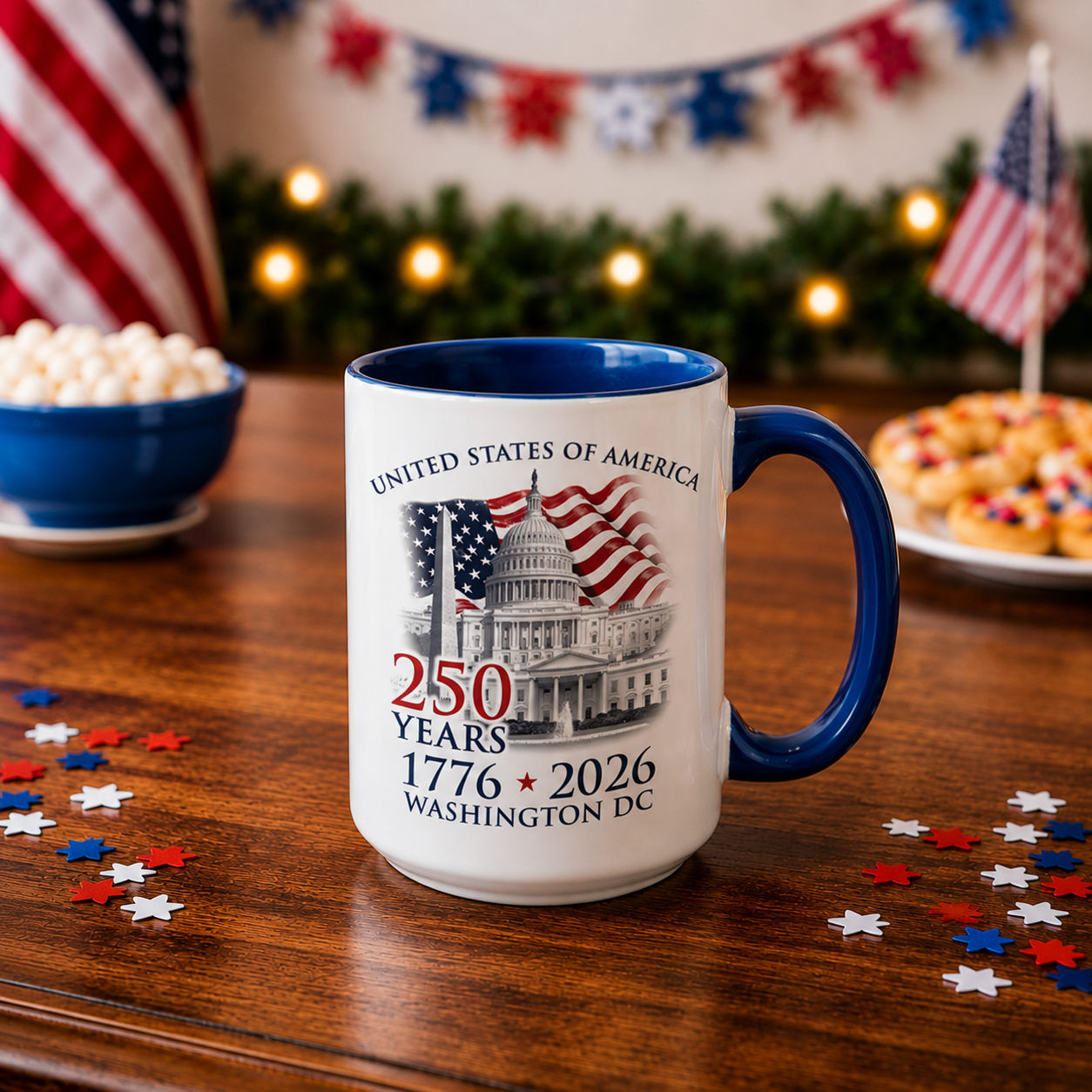 America 250th Anniversary 16 oz Ceramic Mug – Washington DC Commemorative Collectible | White House Gifts Exclusive
