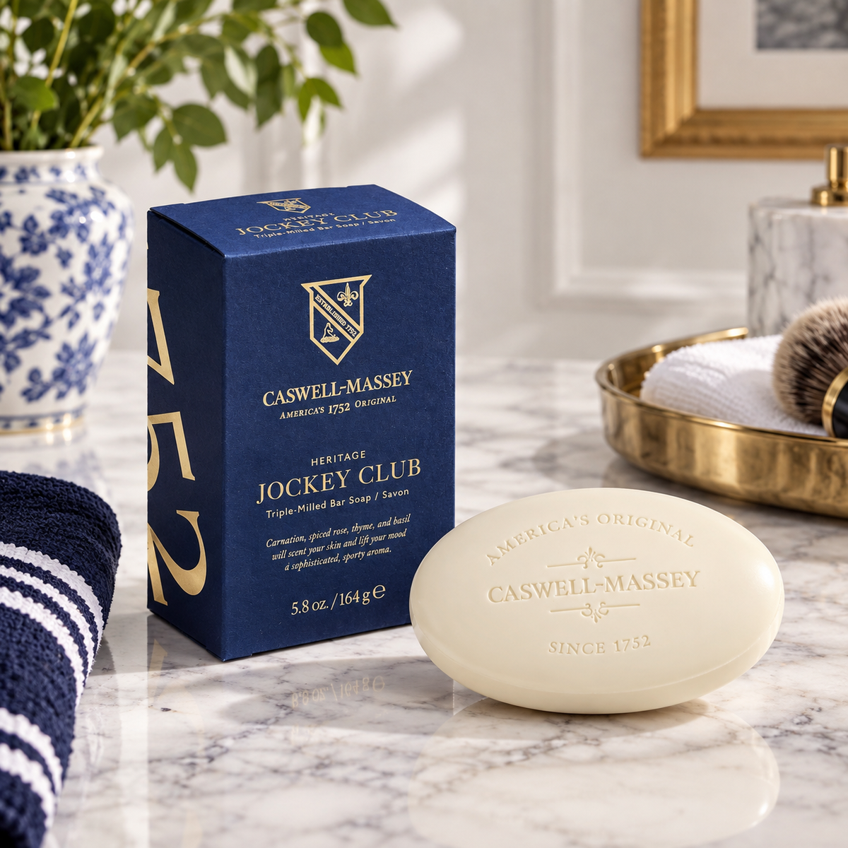 Caswell-Massey Jockey Club Triple-Milled Bar Soap – 5.8 oz Heritage Men’s Soap