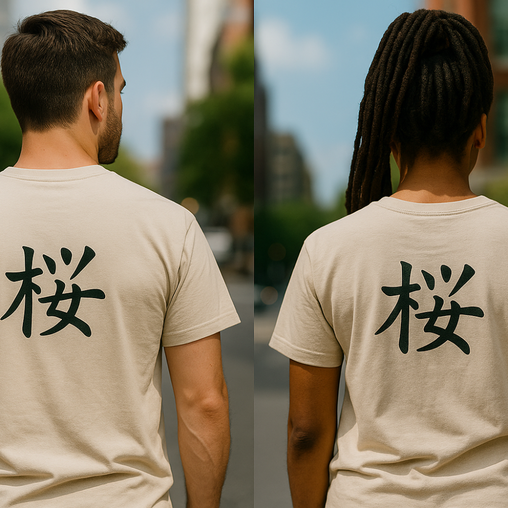 Cappuccino Cherry Blossom Unisex T-Shirt – Exclusive Washington, D.C. Design with Japanese Lettering