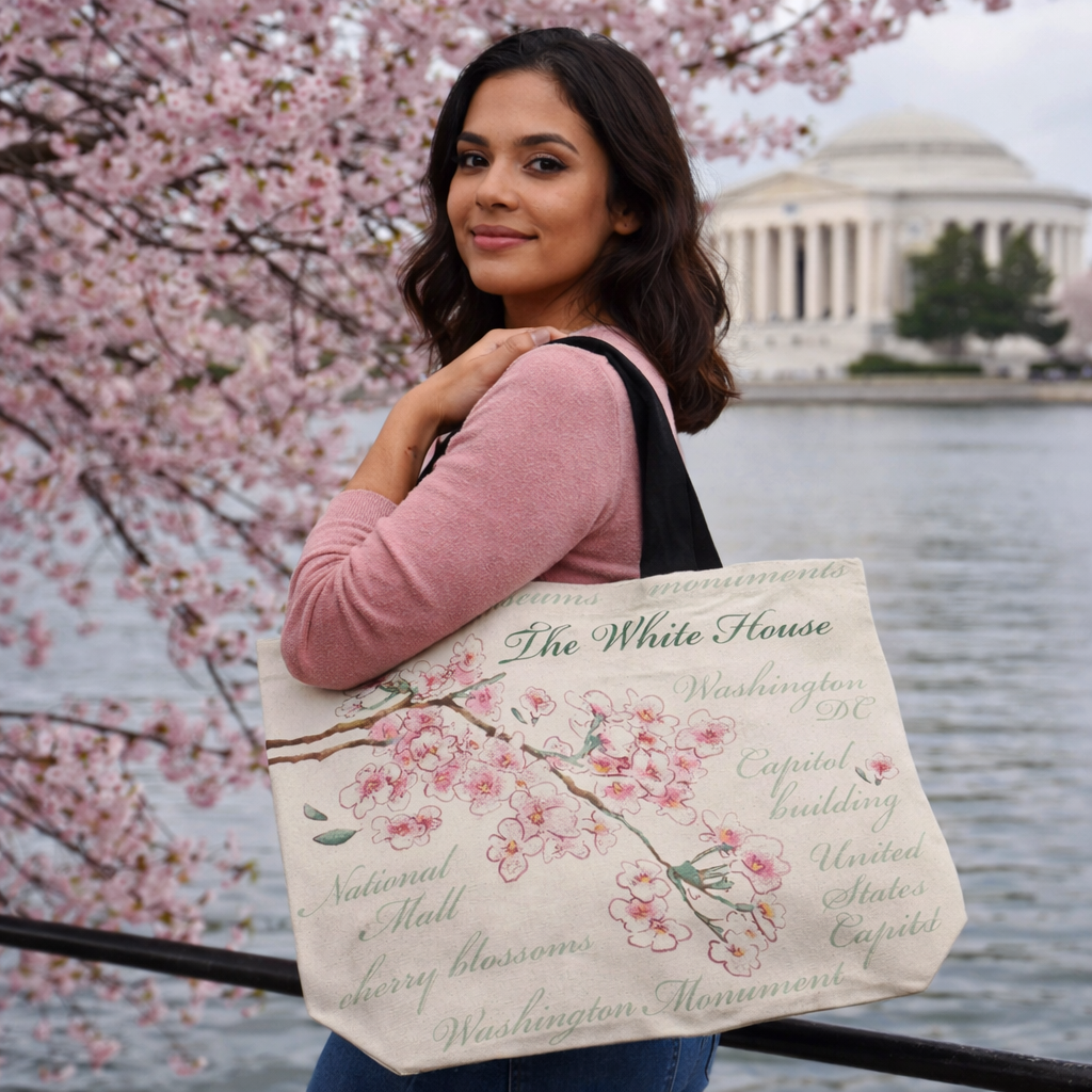 Cherry Blossom Canvas Tote – Washington, D.C. Souvenir