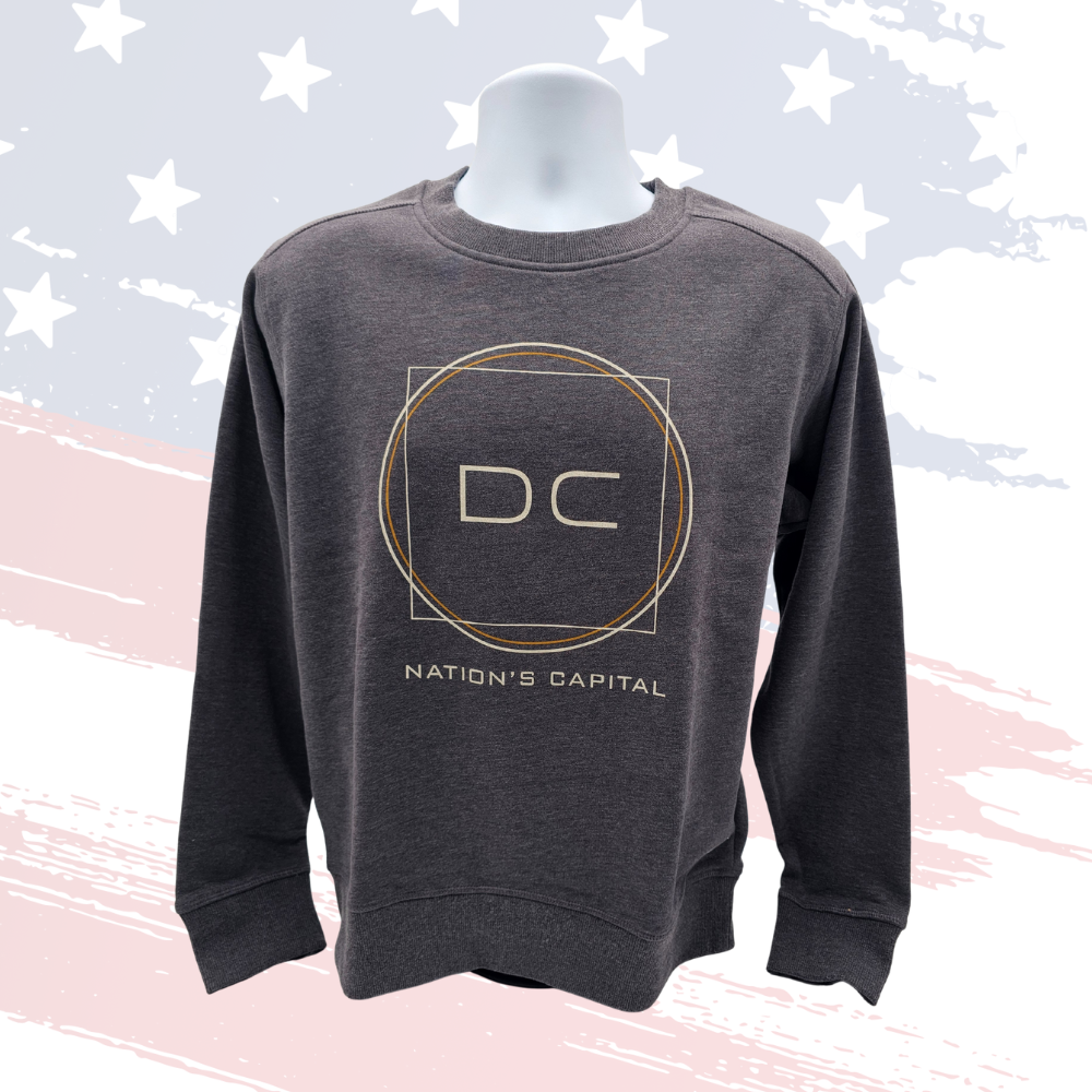 Dark Gray DC Nation’s Capitol Crew Neck Sweatshirt – Contemporary Design, Cotton/Poly Blend, Elevated Quality