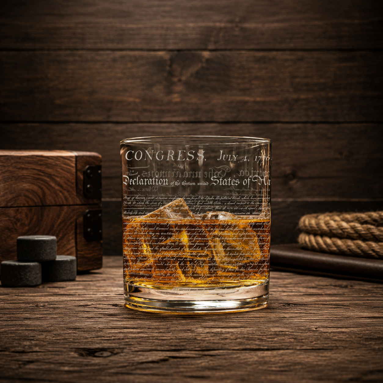 Declaration of Independence Whiskey Glass  - 11.5 oz Laser Engraved Rocks Glass Made in USA