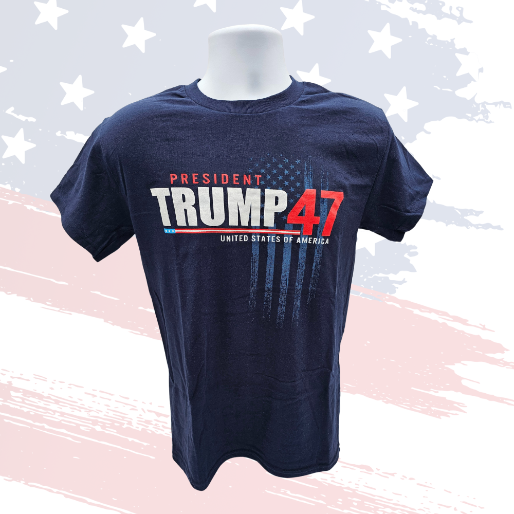 Exclusive Trump “47th President” T-Shirt – Navy | Patriotic Unisex Tee