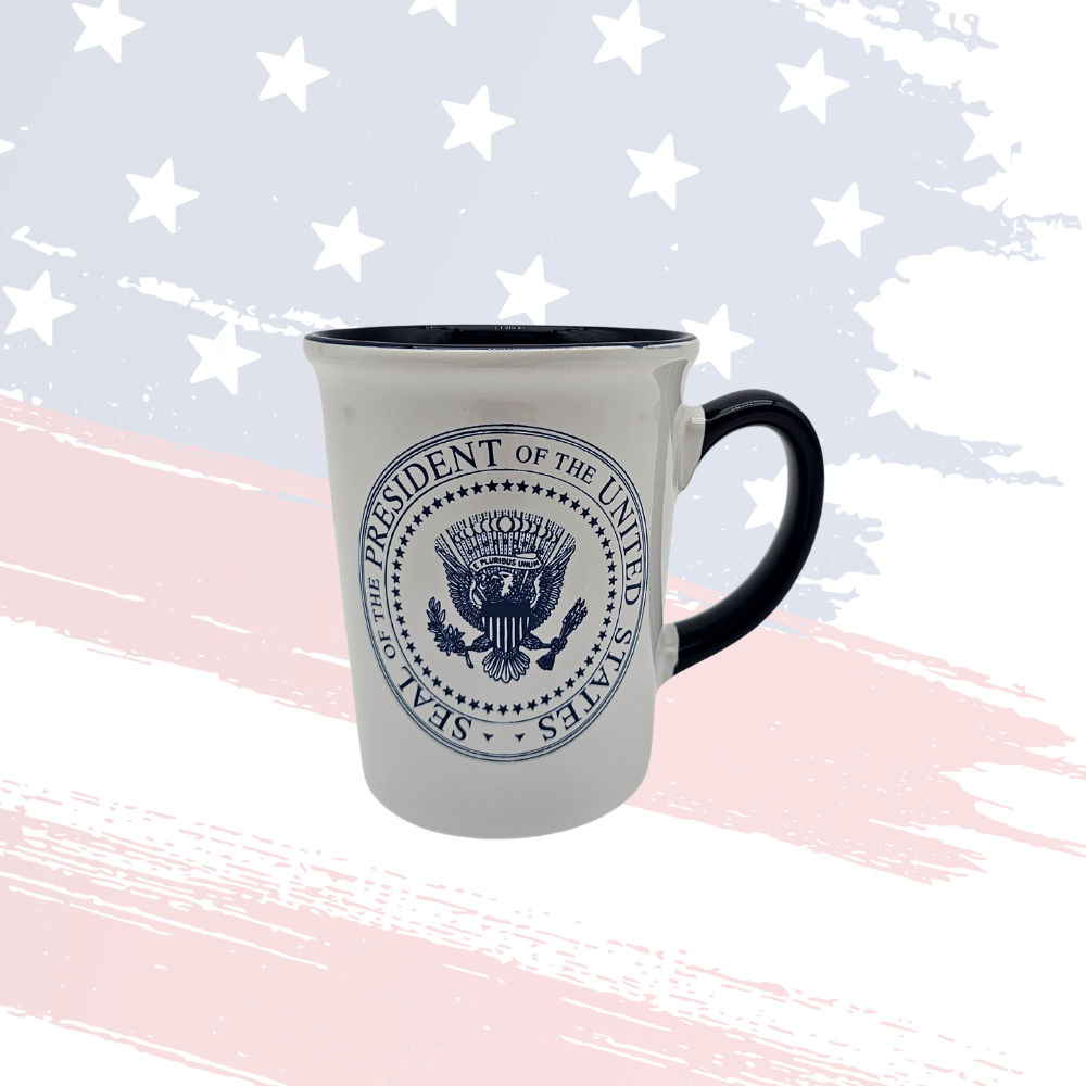 Jumbo 16 oz White Ceramic Mug with Navy Interior &amp; Handle – Exclusive Gift!