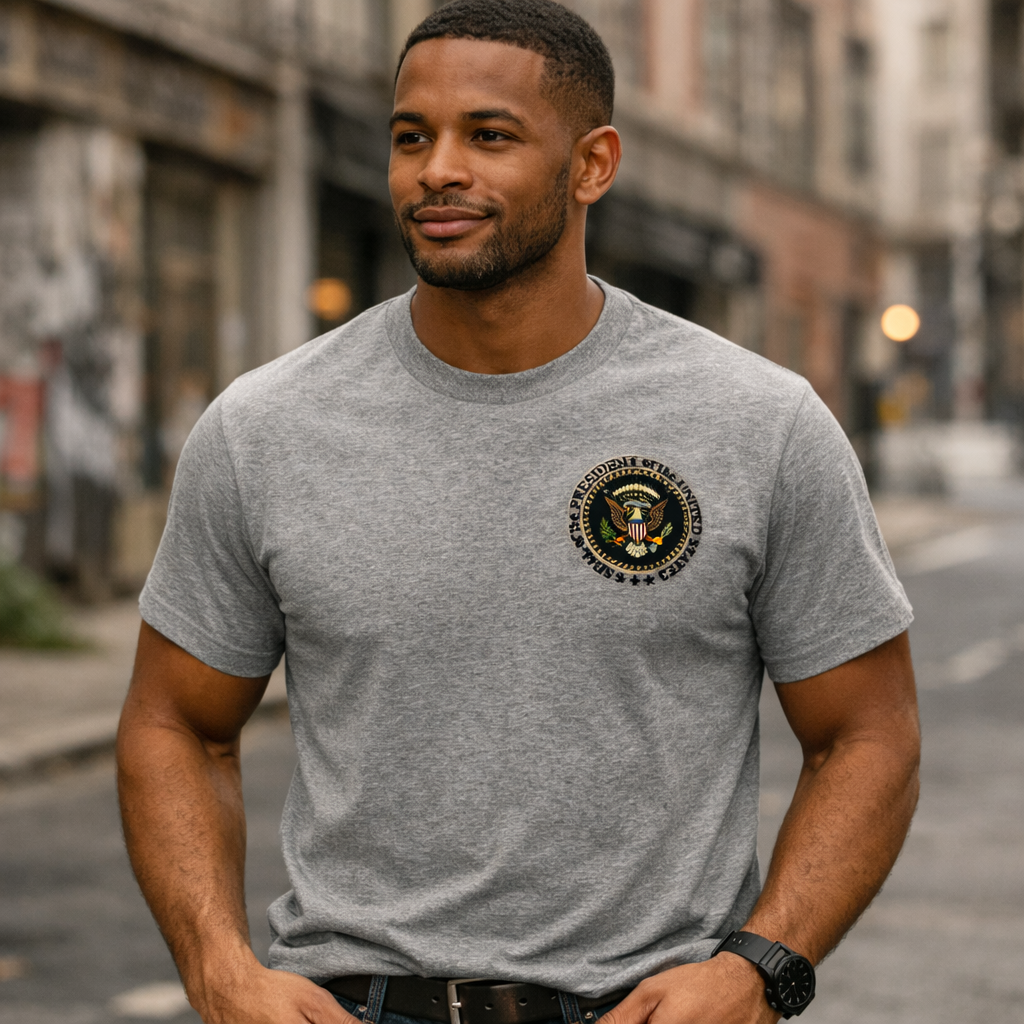 Presidential Seal Pocket Design T-shirt - Gray